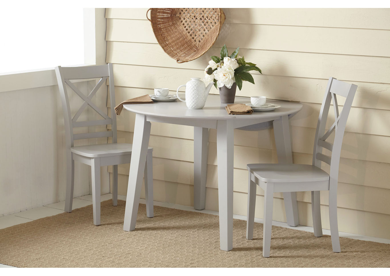 Simply Drop Leaf Table With 2 Chairs Gray Nader S Furniture