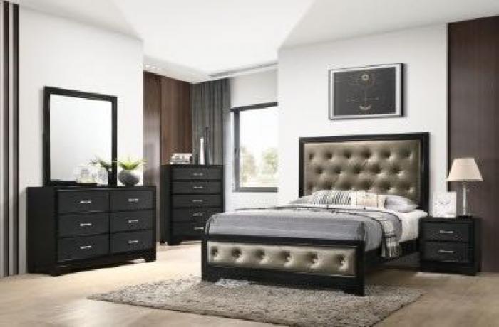 Brothers Fine Furniture 8133b Queen Black Bedroom Set