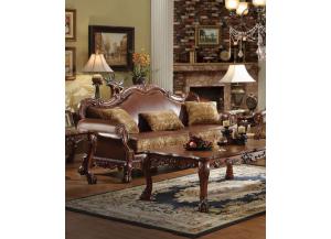 Irving Blvd Furniture Dresden Brown Chenille Pu Leather Sofa