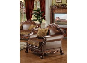 Irving Blvd Furniture Dresden Brown Chenille Pu Leather Chair