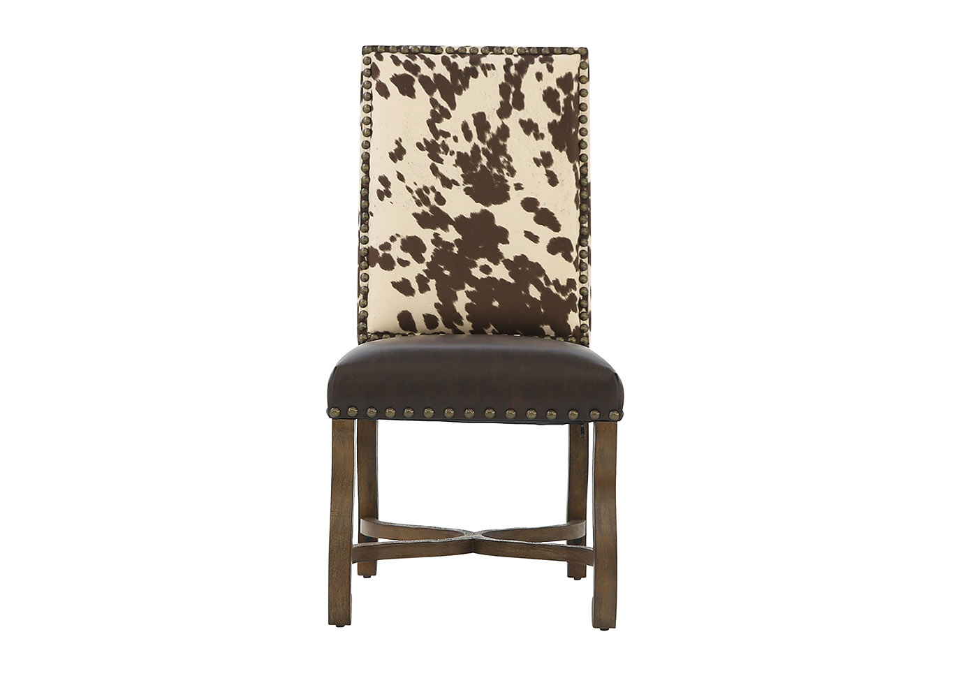 Ivan Smith Mesquite Ranch Leather Faux Cowhide Side Chair