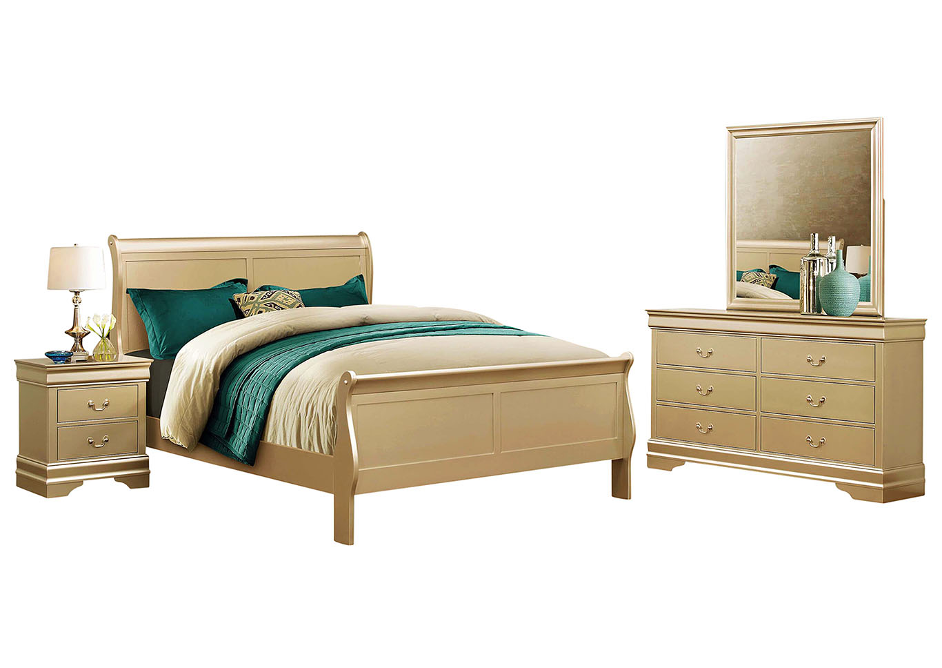 Ivan Smith Louis Philip Champagne Queen Bedroom Set