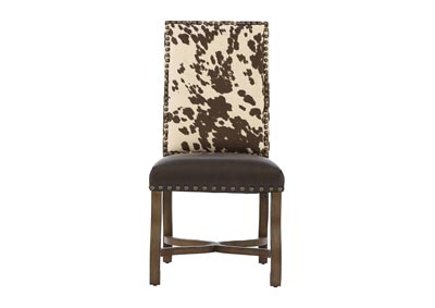 Ivan Smith Mesquite Ranch Leather Faux Cowhide Side Chair