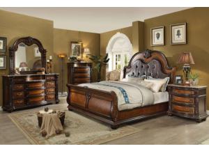 Orleans Furniture King Sleigh Bed Marble Top Dresser Mirror And