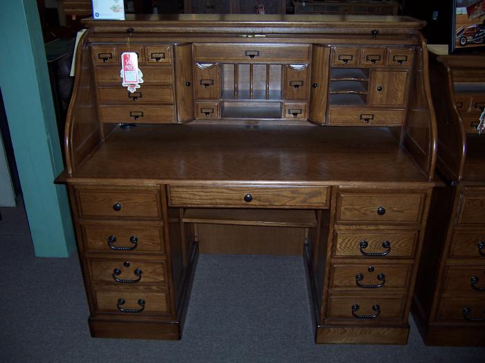 R A Ahner Furniture Oak 54 Inch Deluxe Roll Top Desk