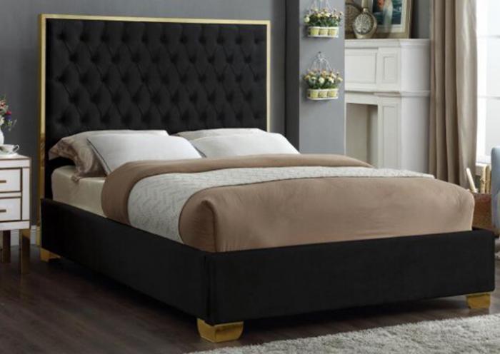 S S Furniture Gallery Lexi Black W Gold Trim King Bed