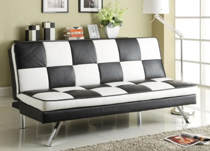Coaster Black White Checd Clack Sofa Bed Unclaimed